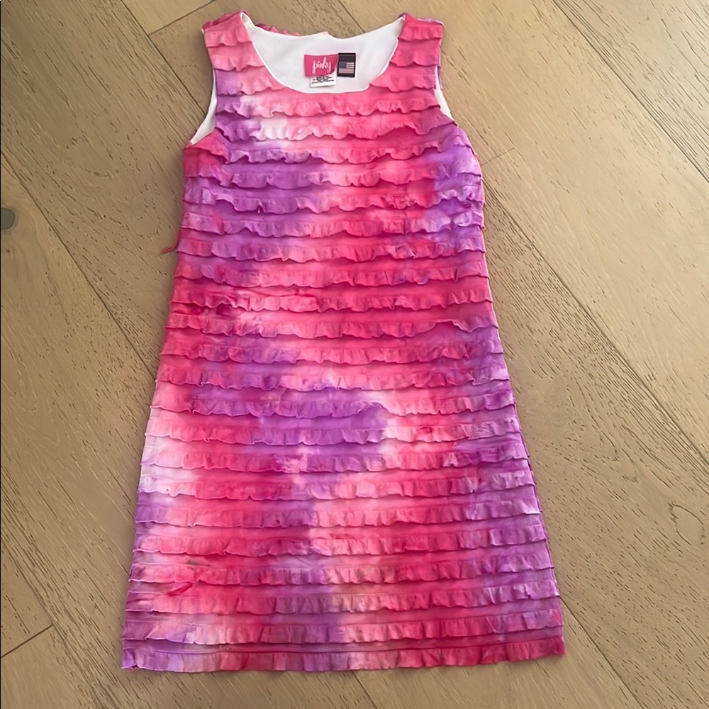 Pinky Ruffled Tiered Pink and Purple Sheath Dress